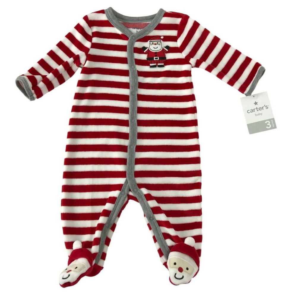 Christmas Santa Velour Sleep & Play Sz 3 Months